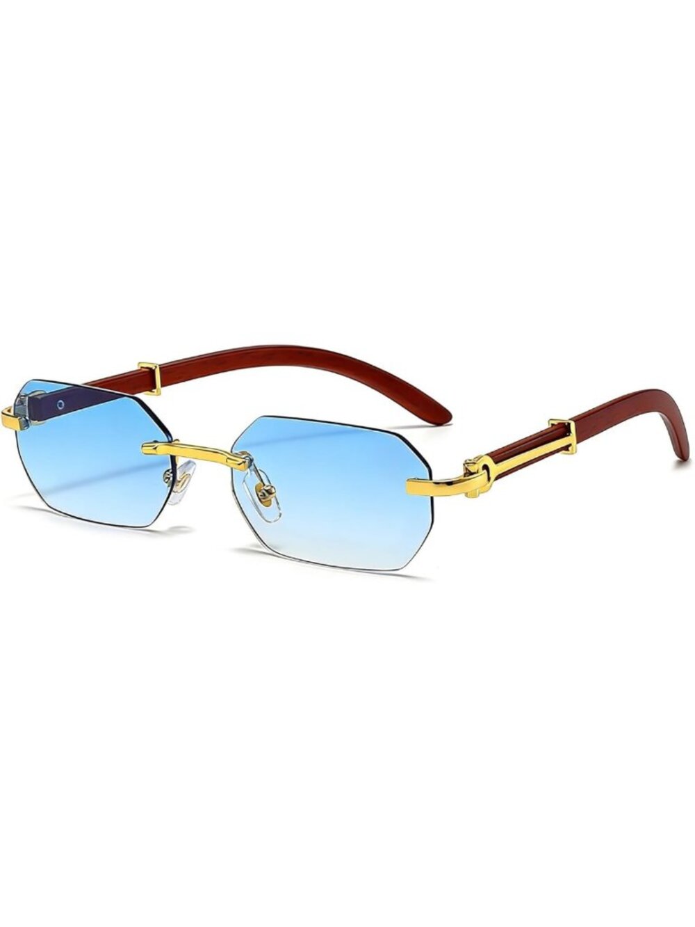 Retro Rimless Rectangle Sunglasses for Men & Women - Small Frame 70s Style